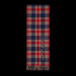 Gucci Vintage Logo Wool Check Scarf